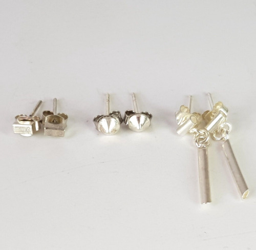 Vintage Sterling Silver Stud Earring Lot 3 Pack A… - image 1