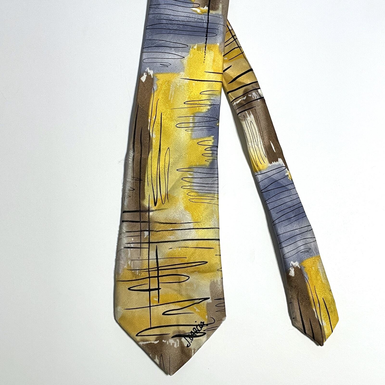 J. Garcia Special Edition Art Tie Mens Yellow Blu… - image 3