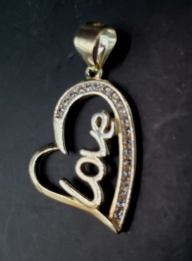 HEART LOVE pendant Sterling Silver 925 Diamond Ac… - image 3