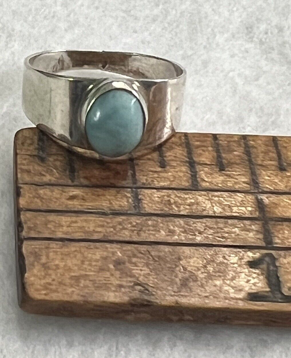 Vintage Blue Larimar 925 Sterling Silver Ring Siz… - image 9