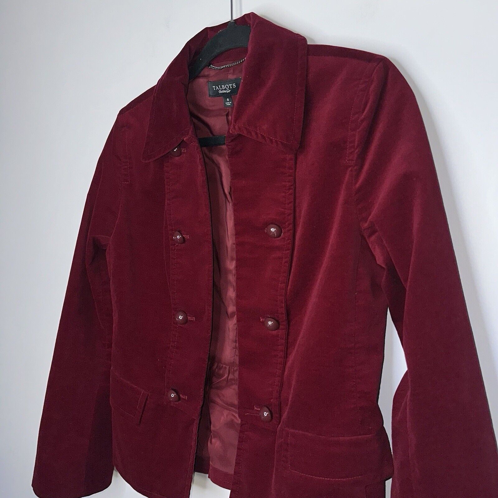 Talbots Women’s Velvet Military Jacket Burgundy M… - image 2