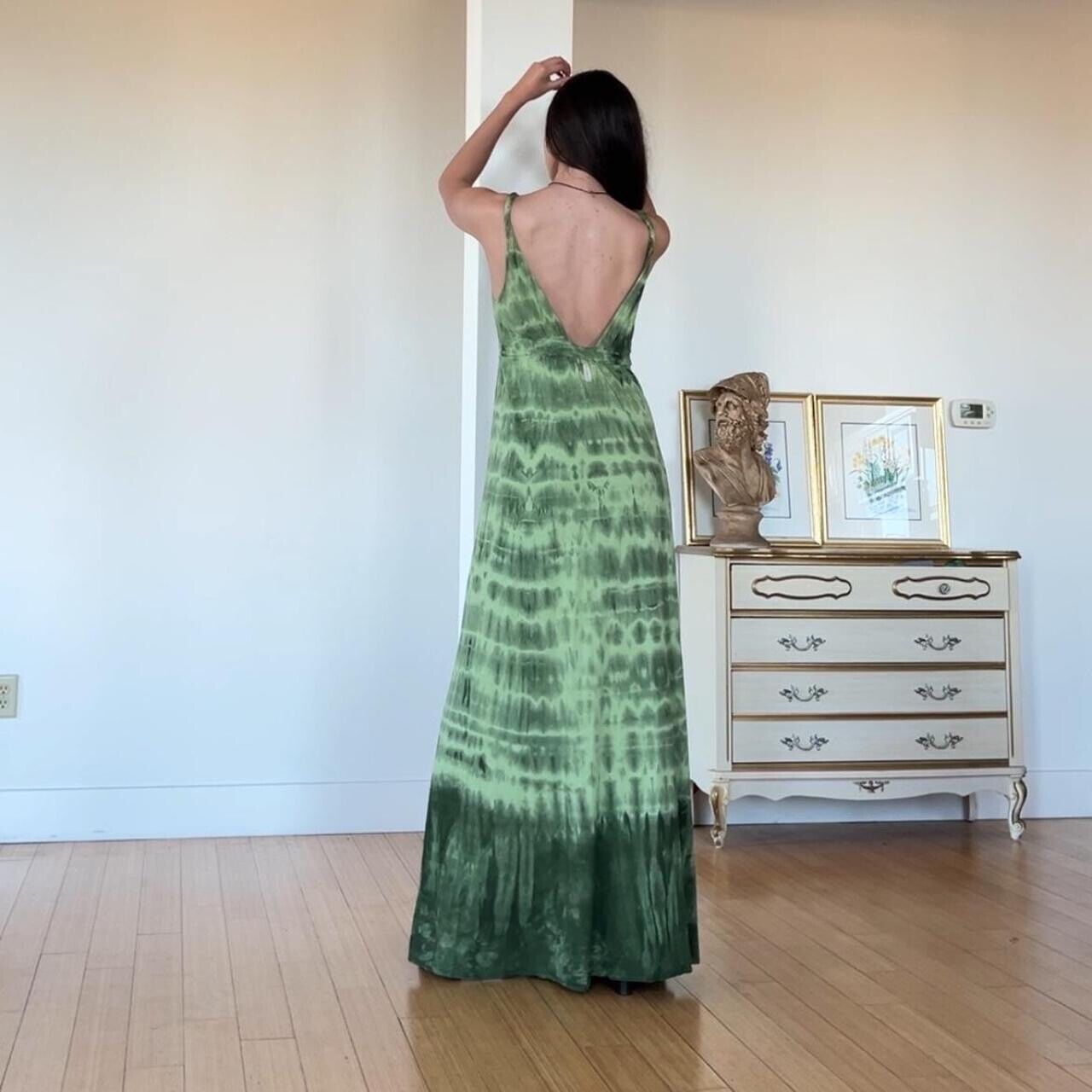 vintage y2k green tie dye maxi dress M - image 6