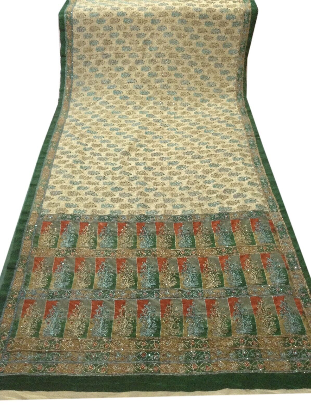 Om Vintage Indian Sari 100% Pure Silk Kantha Work… - image 5