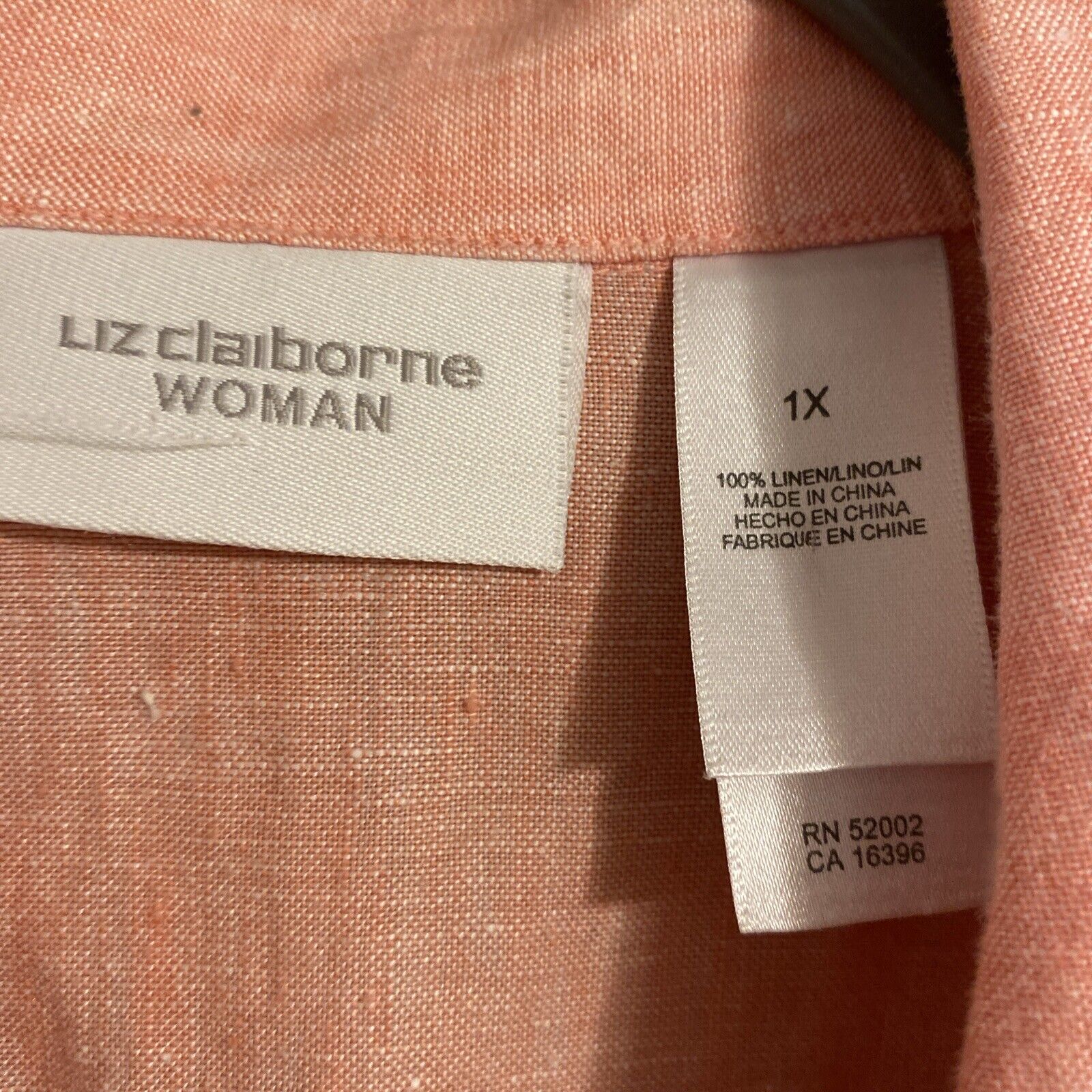 Liz Claiborne Woman Top 1X Womens Linen Button Do… - image 2