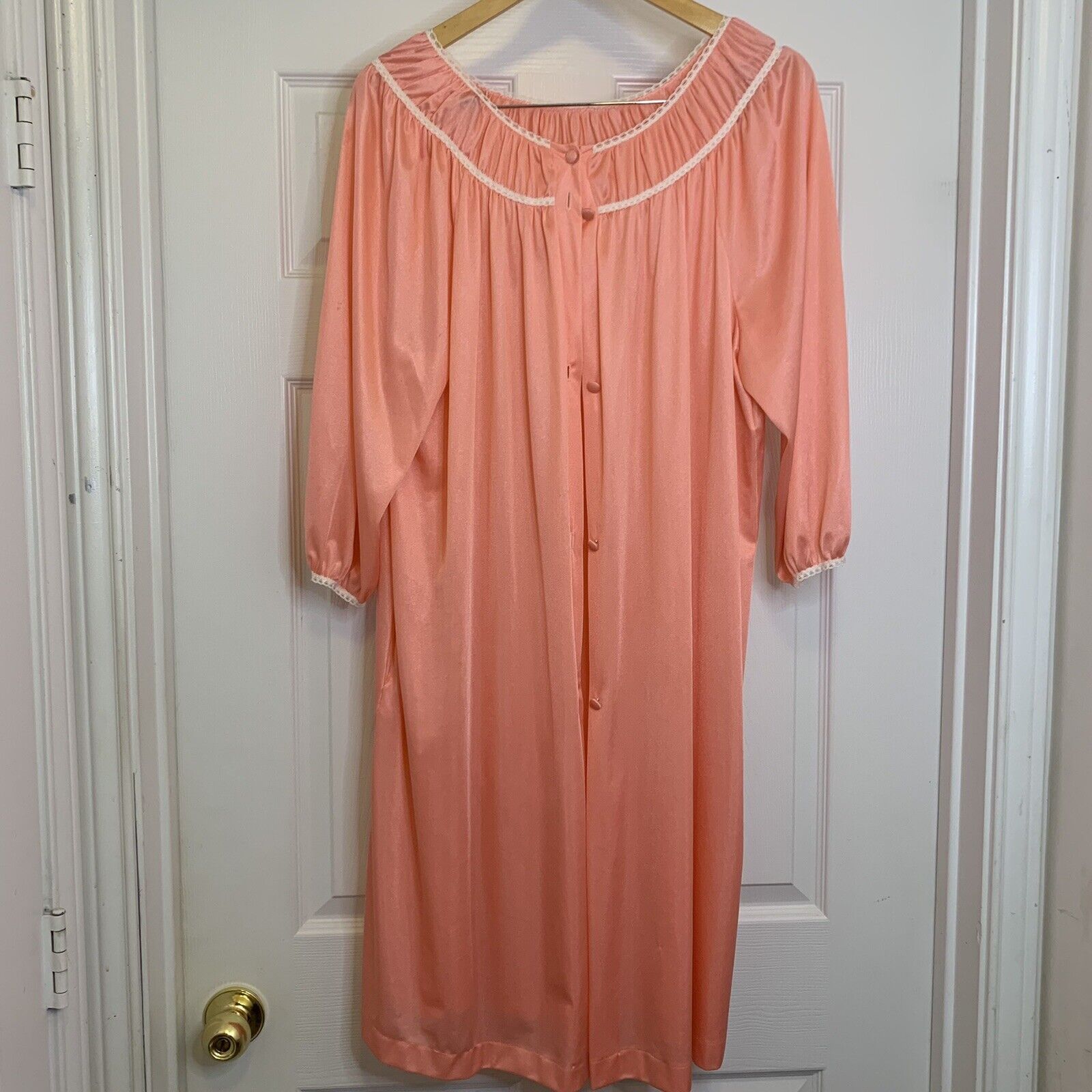 2 Pc. Lorraine Peignoir Set Pink Nylon Nightgown … - image 4