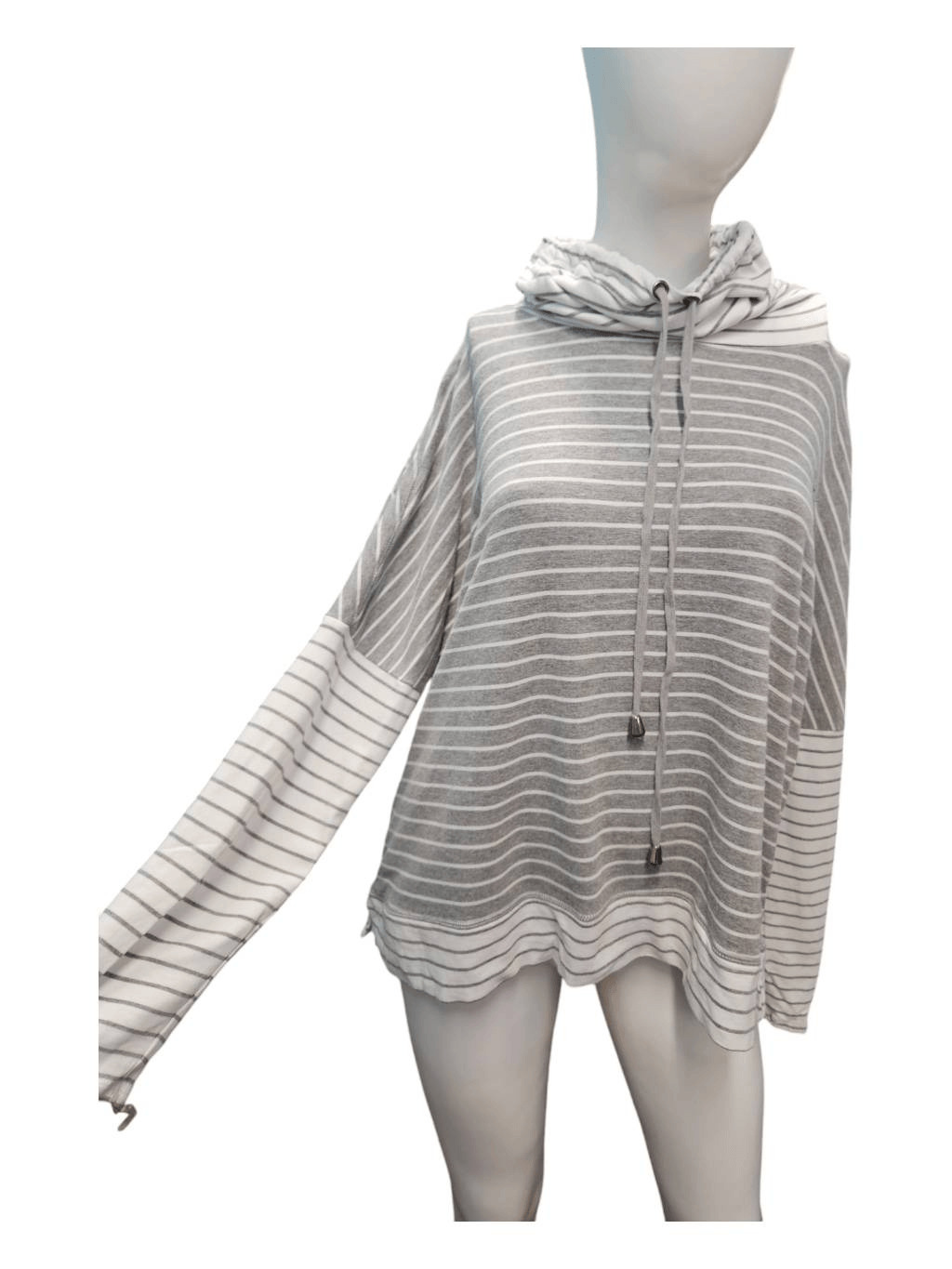 Cupio Gray Striped Cowel Neck Sweatshirt Size XL - image 3