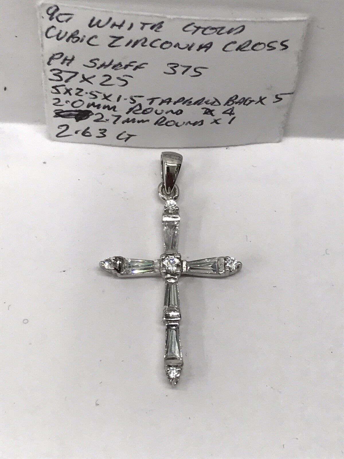 9ct White Gold Cubic Zirconia Cross - image 11