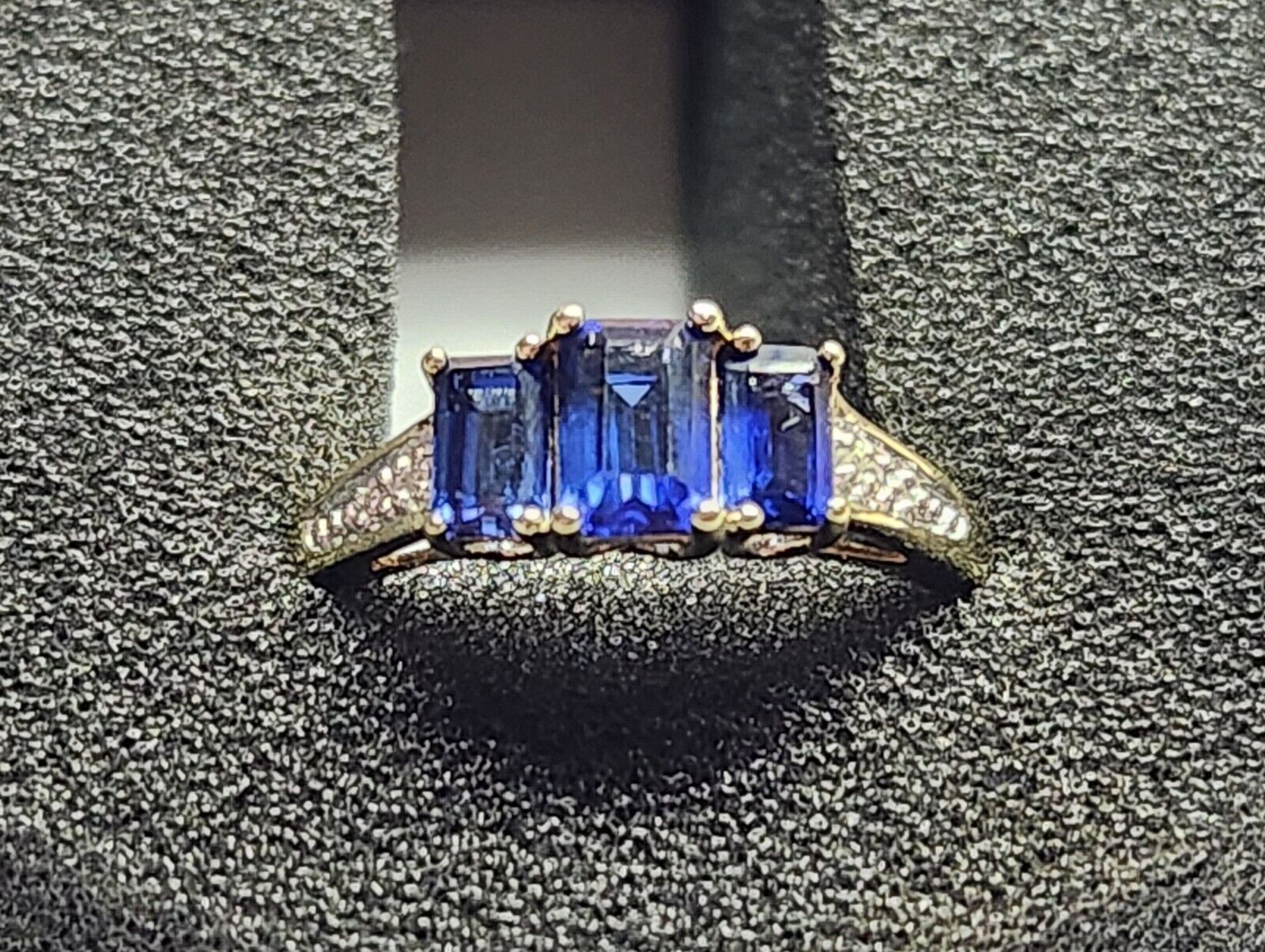 10k Yellow Gold Sapphire (Lab-Created) & Diamond … - image 6