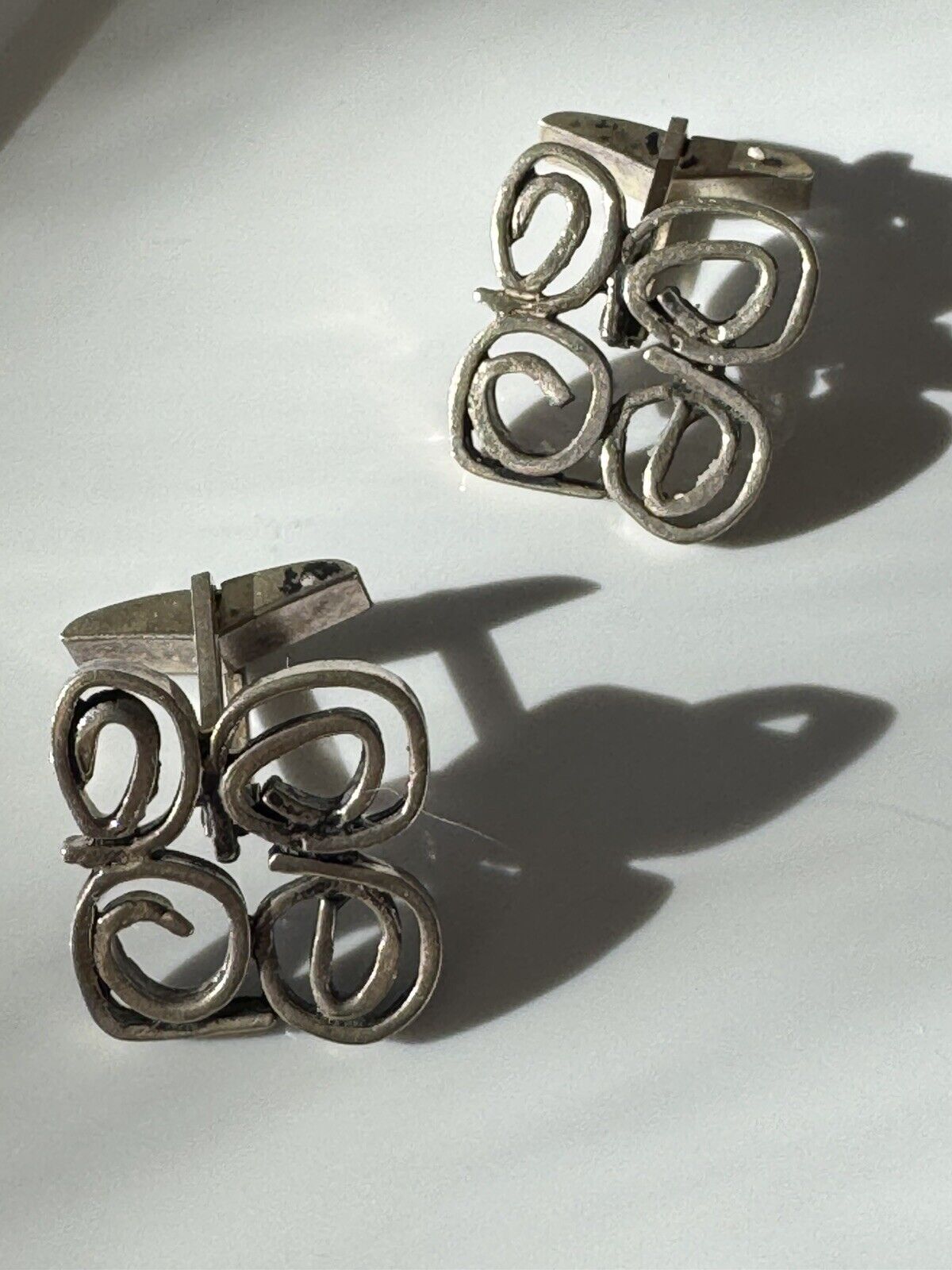 modernist sterling silver cufflinks - image 1