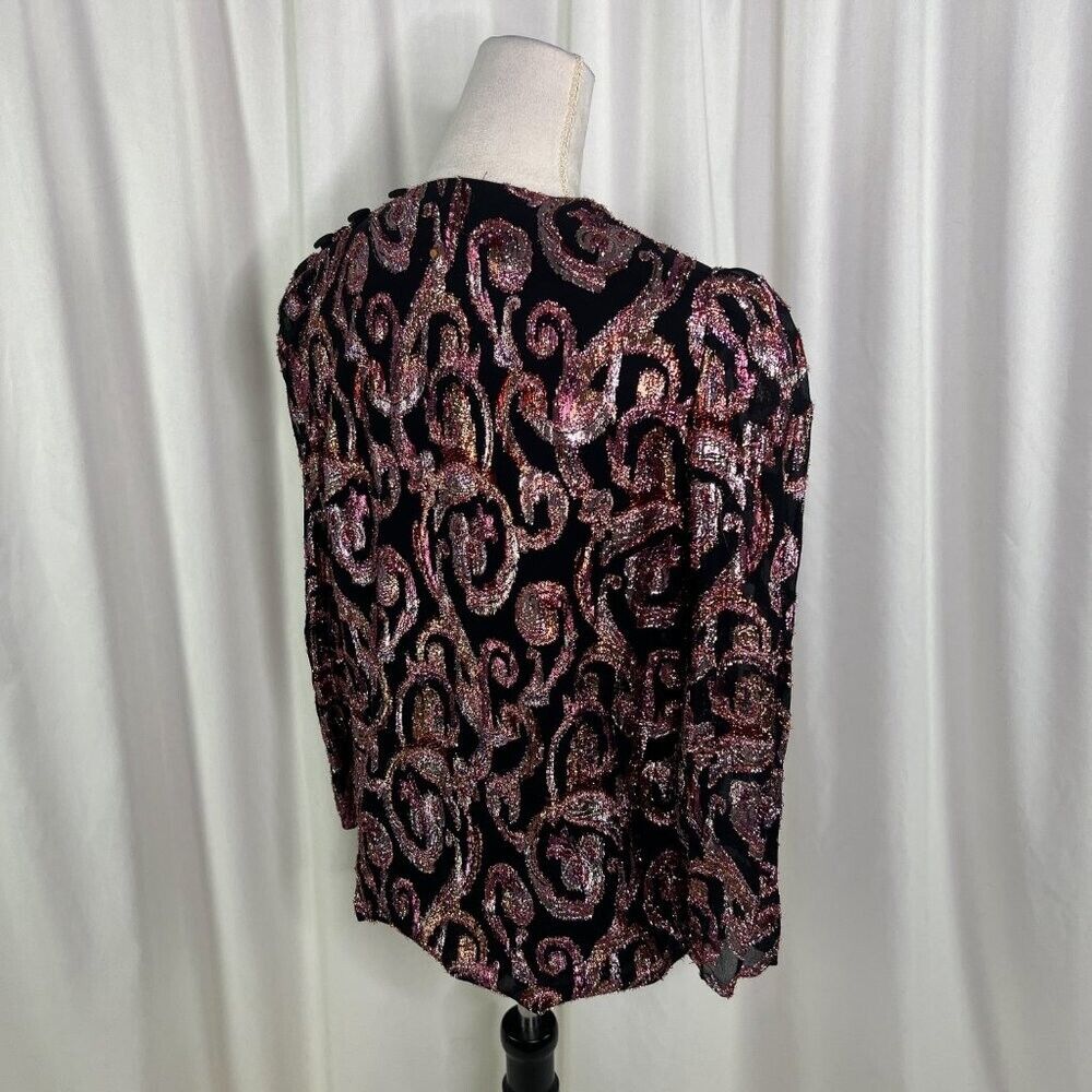 Patra Vintage 1980s Metallic Paisley Wrap Blouse … - image 6