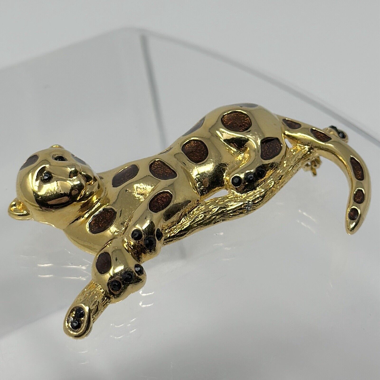 Vintage Premier Designs Gold Tone Leopard Brown E… - image 5