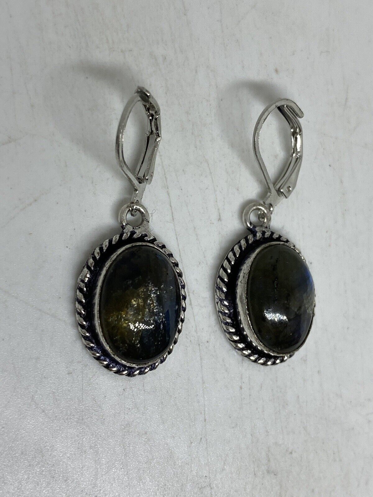 Vintage Rainbow Labradorite  Lever Back Earrings … - image 6