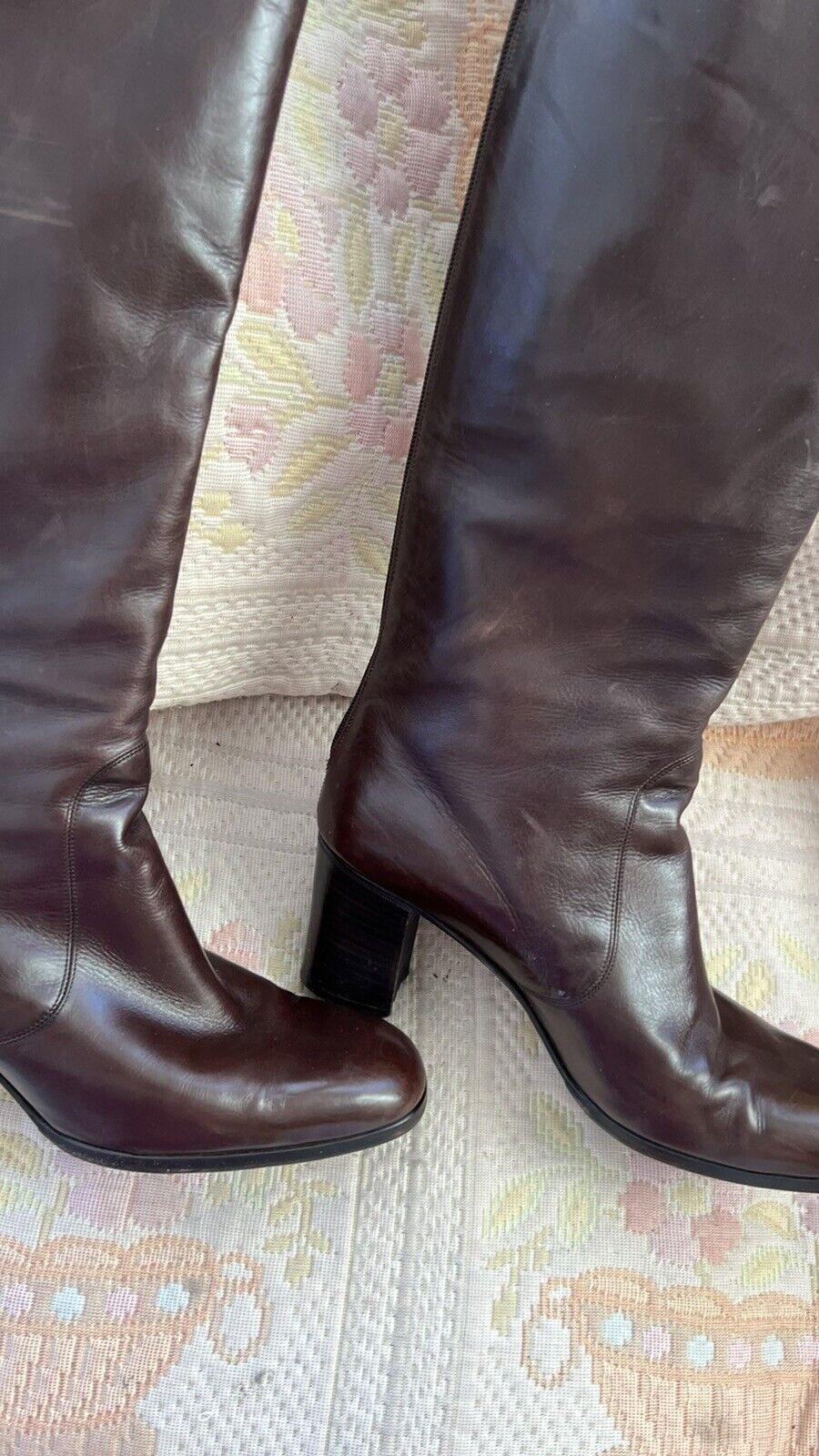 Vintage 60'S Gucci Knee-High Brown Leather Boots … - image 9