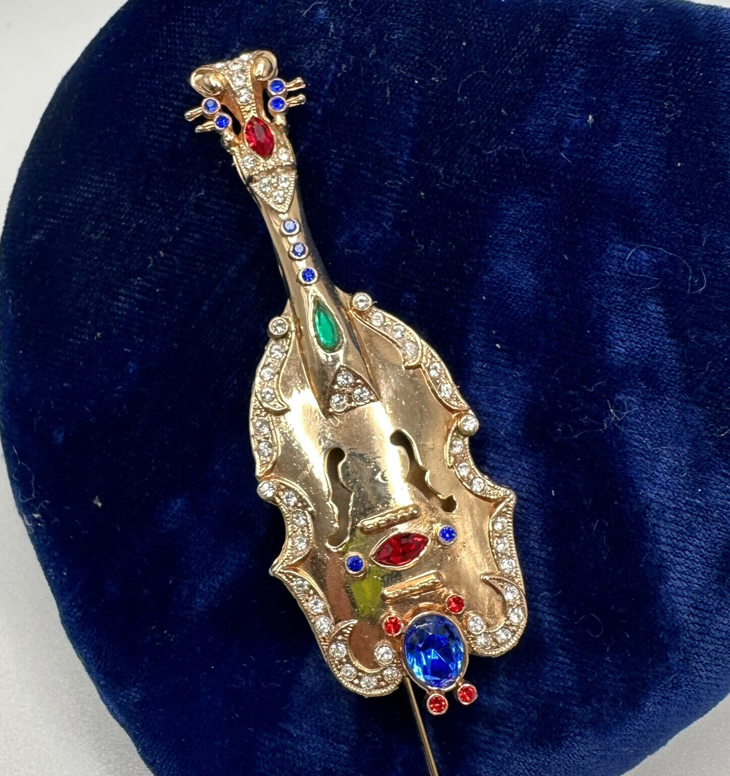 Vintage Coro Violin Brooch Carnegie Hall Gold Ton… - image 3