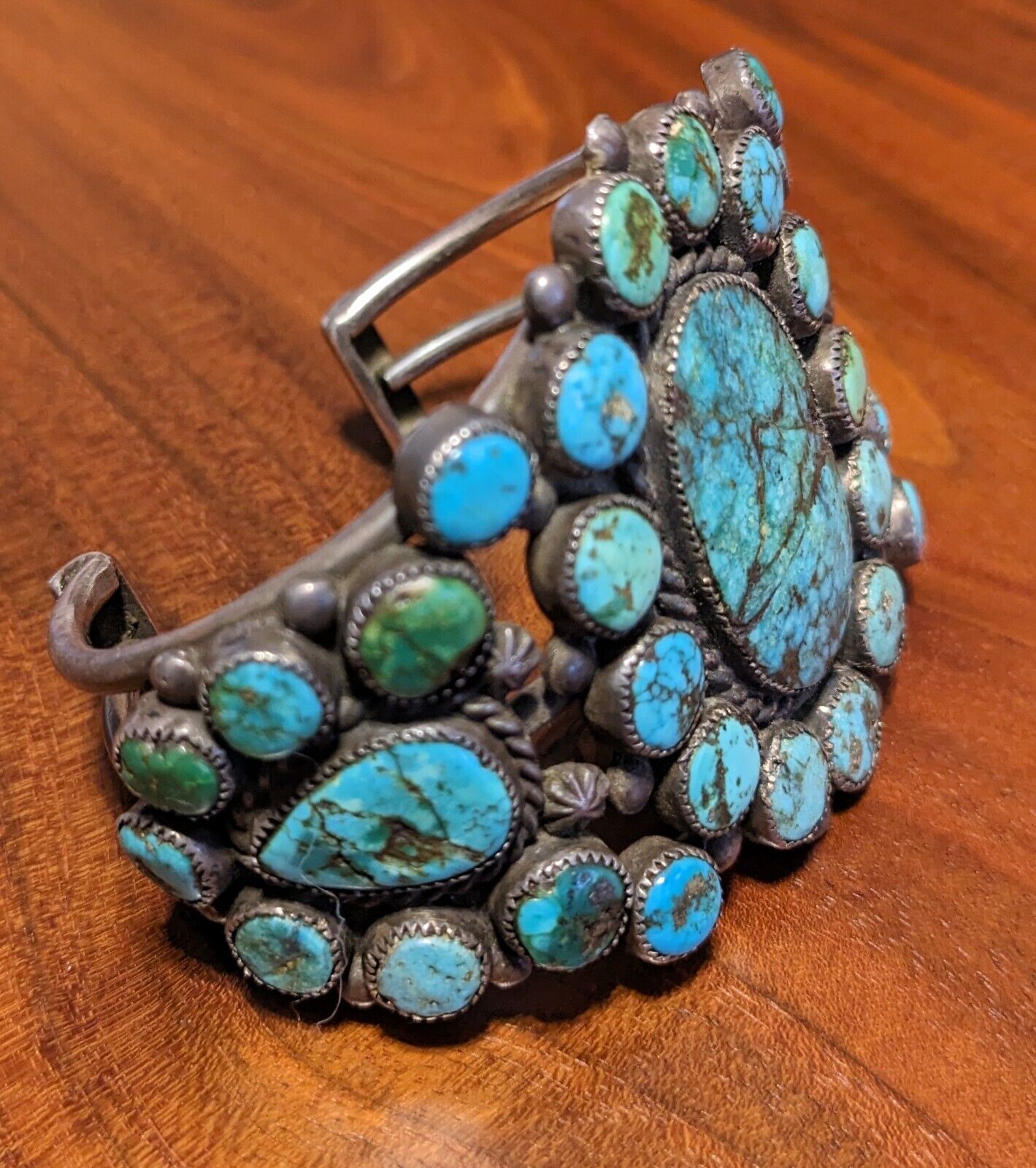 Vintage Native American Navajo Turquoise Cluster … - image 3