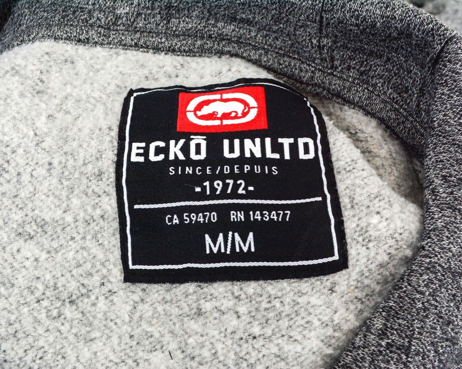 ECKO UNLTD Vintage Hoodie Men M Grey Logo Skate B… - image 6