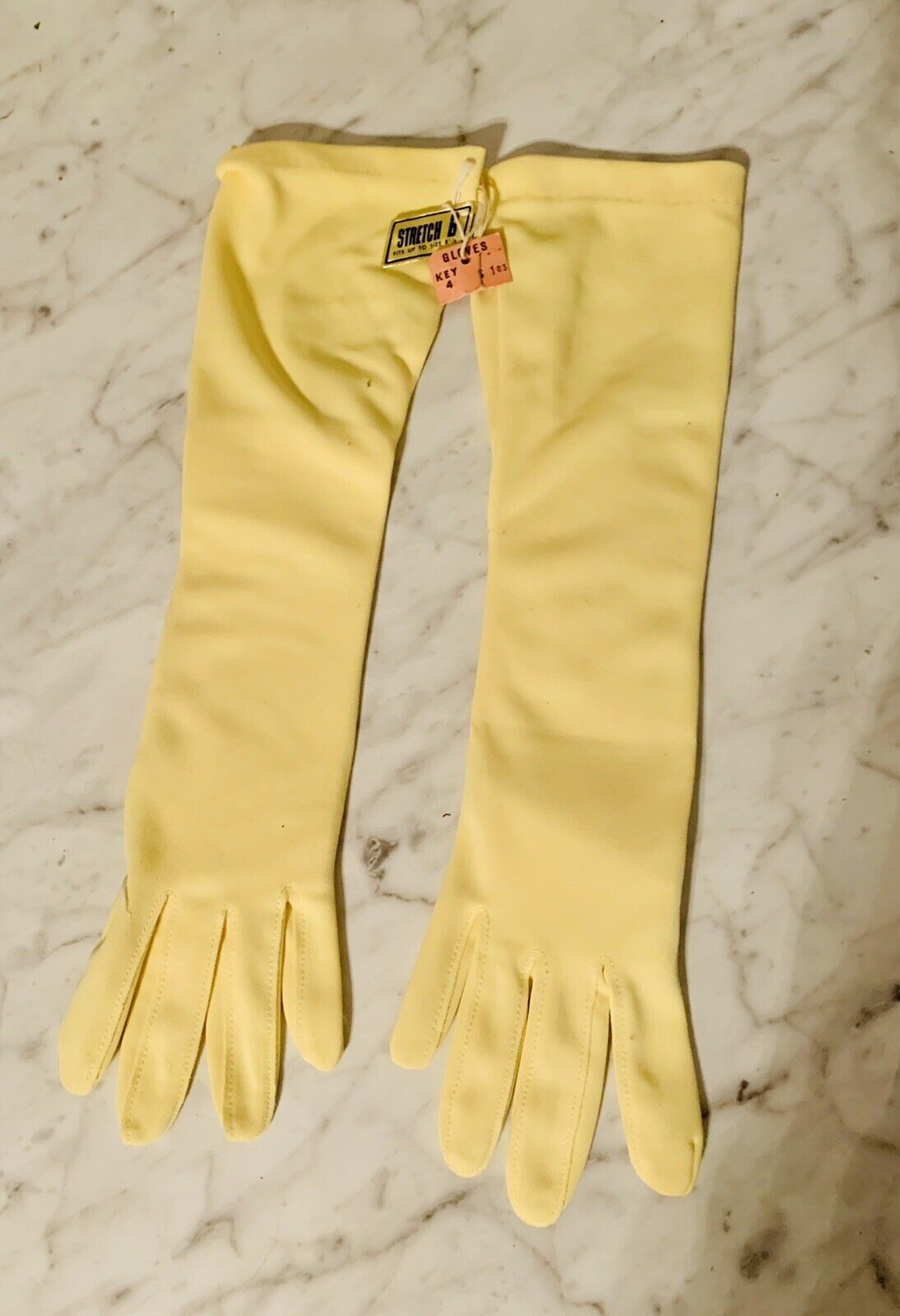 New Vintage Stretch-B Yellow Gloves Ladies - image 1