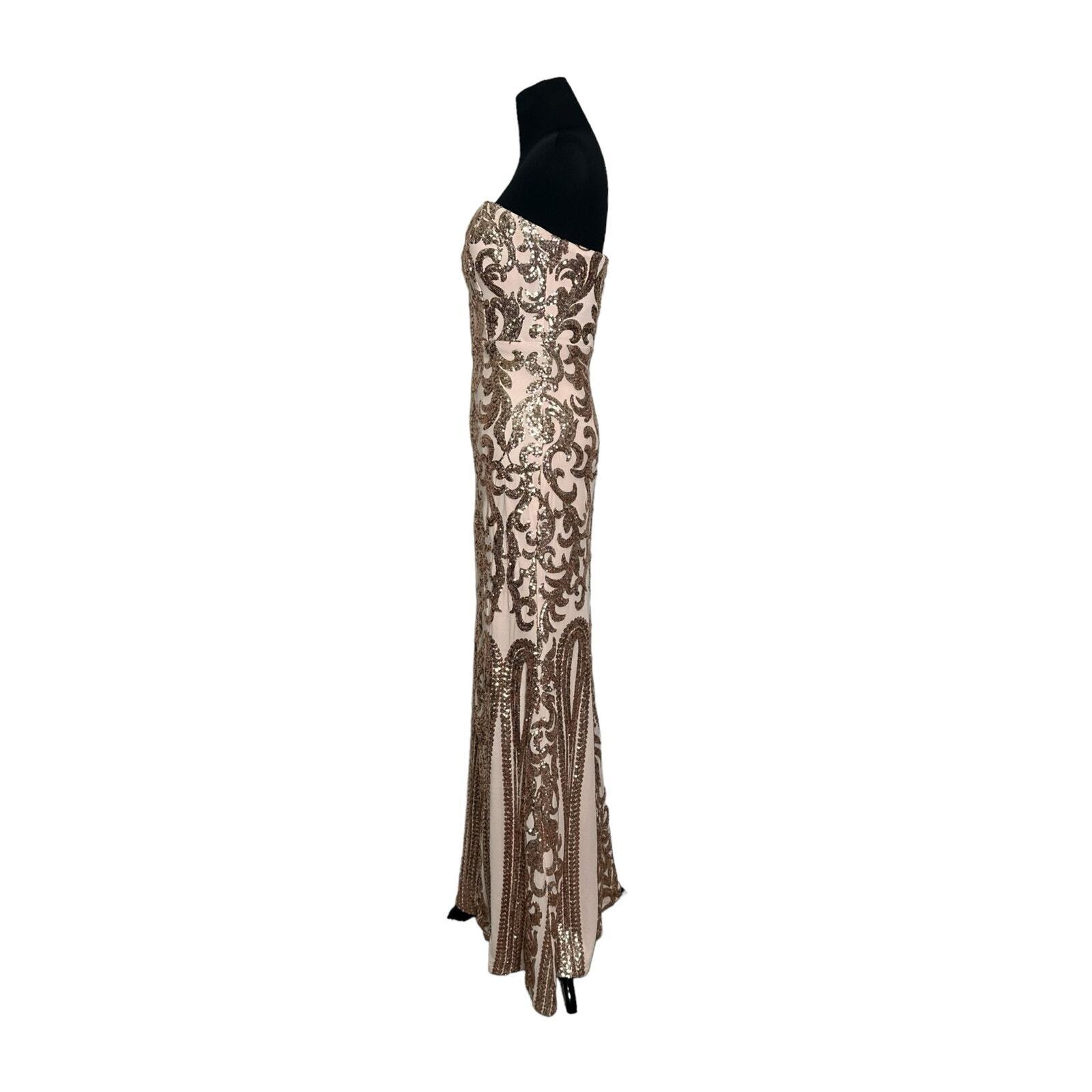 Lulus Rebecca Rose Gold Strapless Sequin Maxi Dre… - image 9