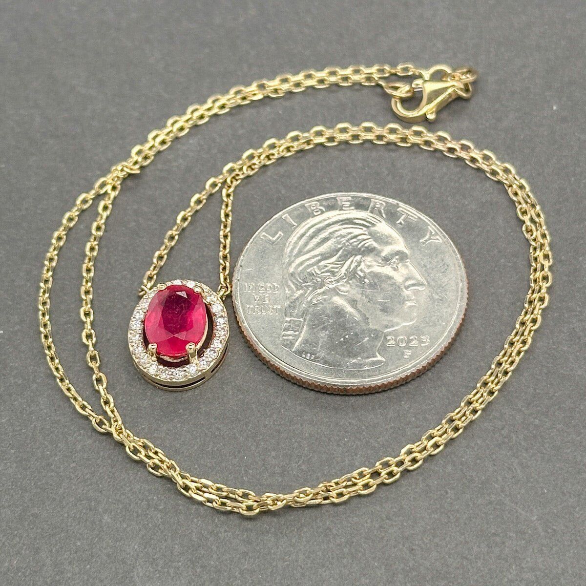 Estate 14K Yellow Gold 1.44ct Ruby & 0.18ctw Diam… - image 4