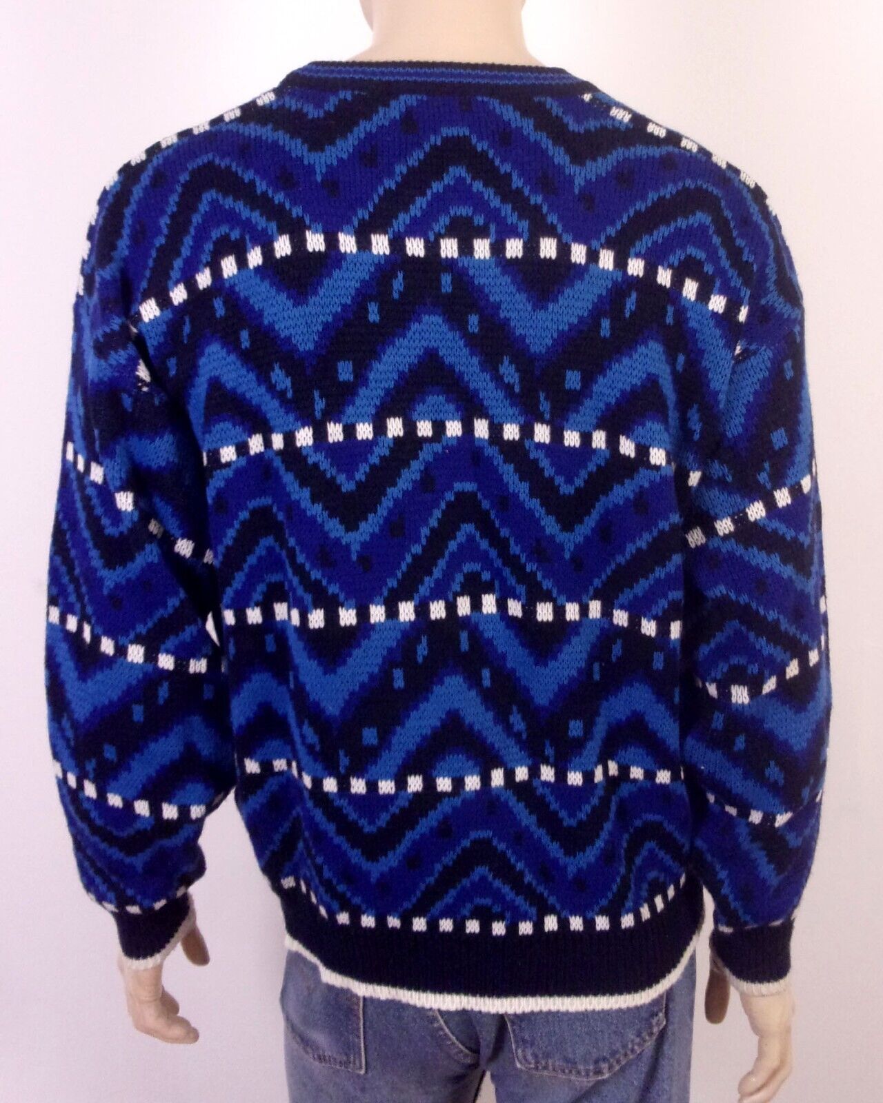 vintage 80s 90s McGregor Blue Wild Abstract Knit … - image 3