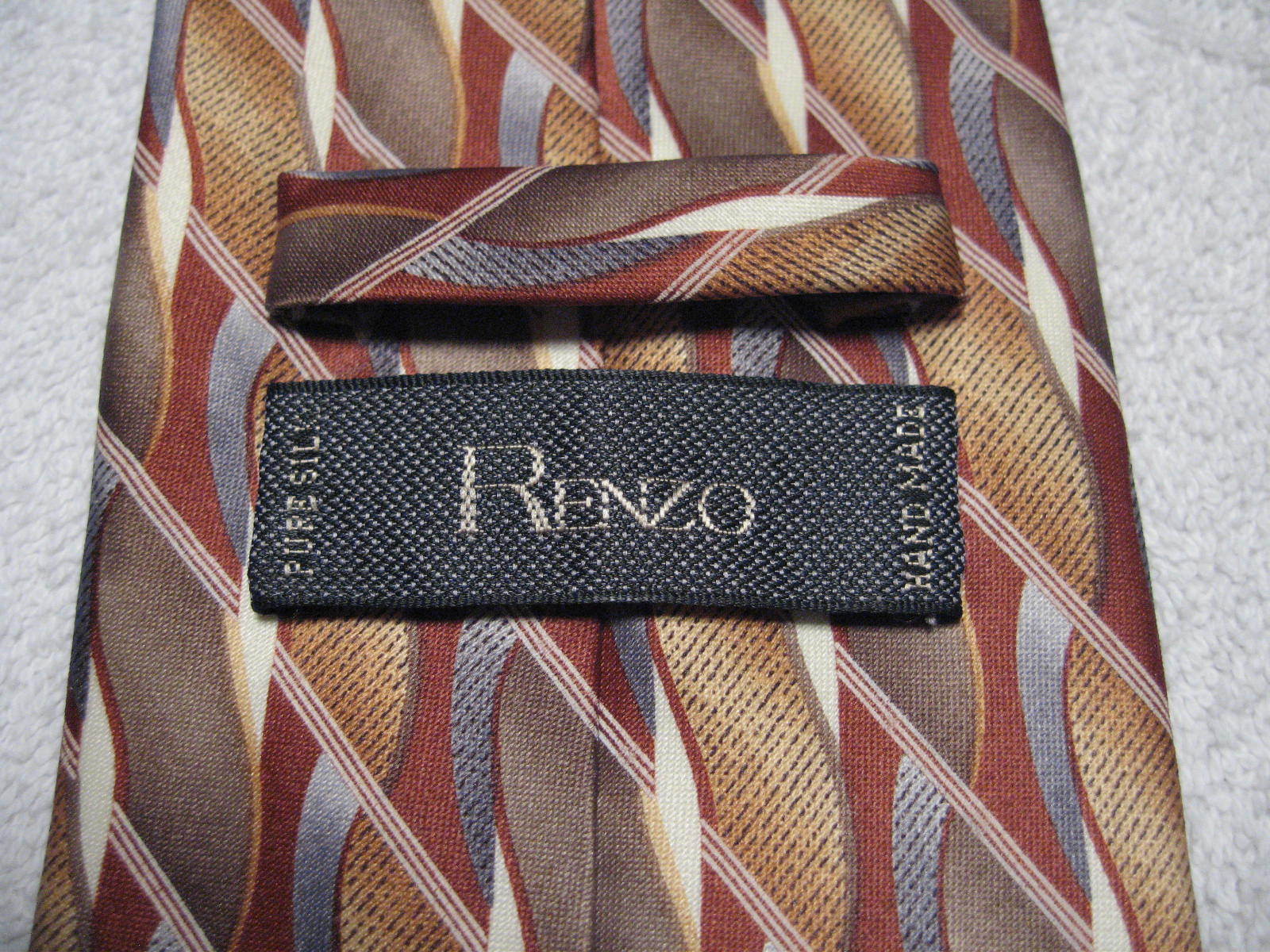 RENZO MENS TIE GOLD ORANGE GRAY BURNT ORANGE 3.75… - image 3