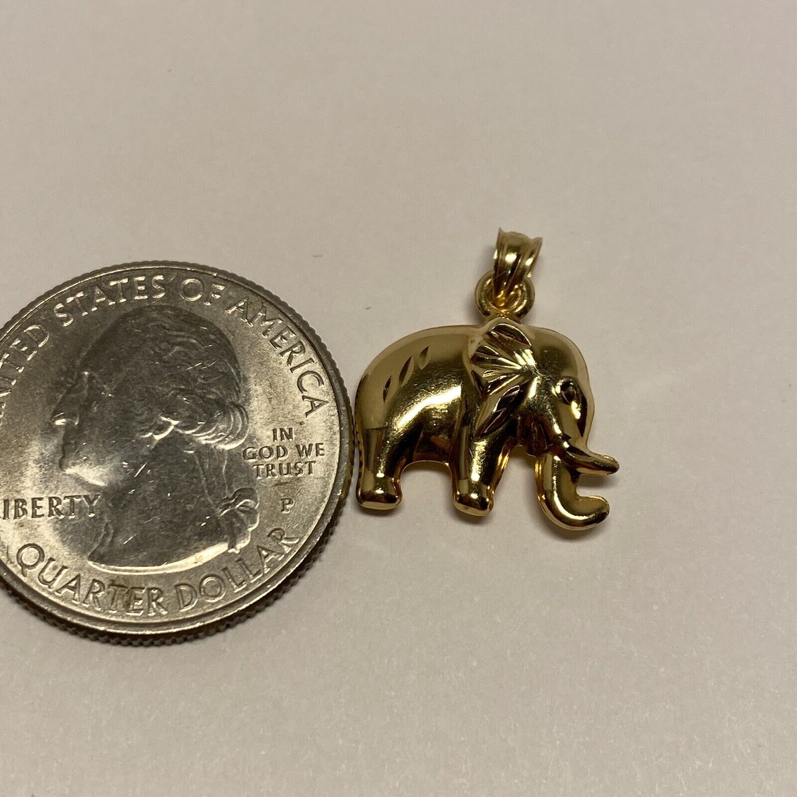 14K Yellow Gold Elephant Pendent / Charm, Detaile… - image 2