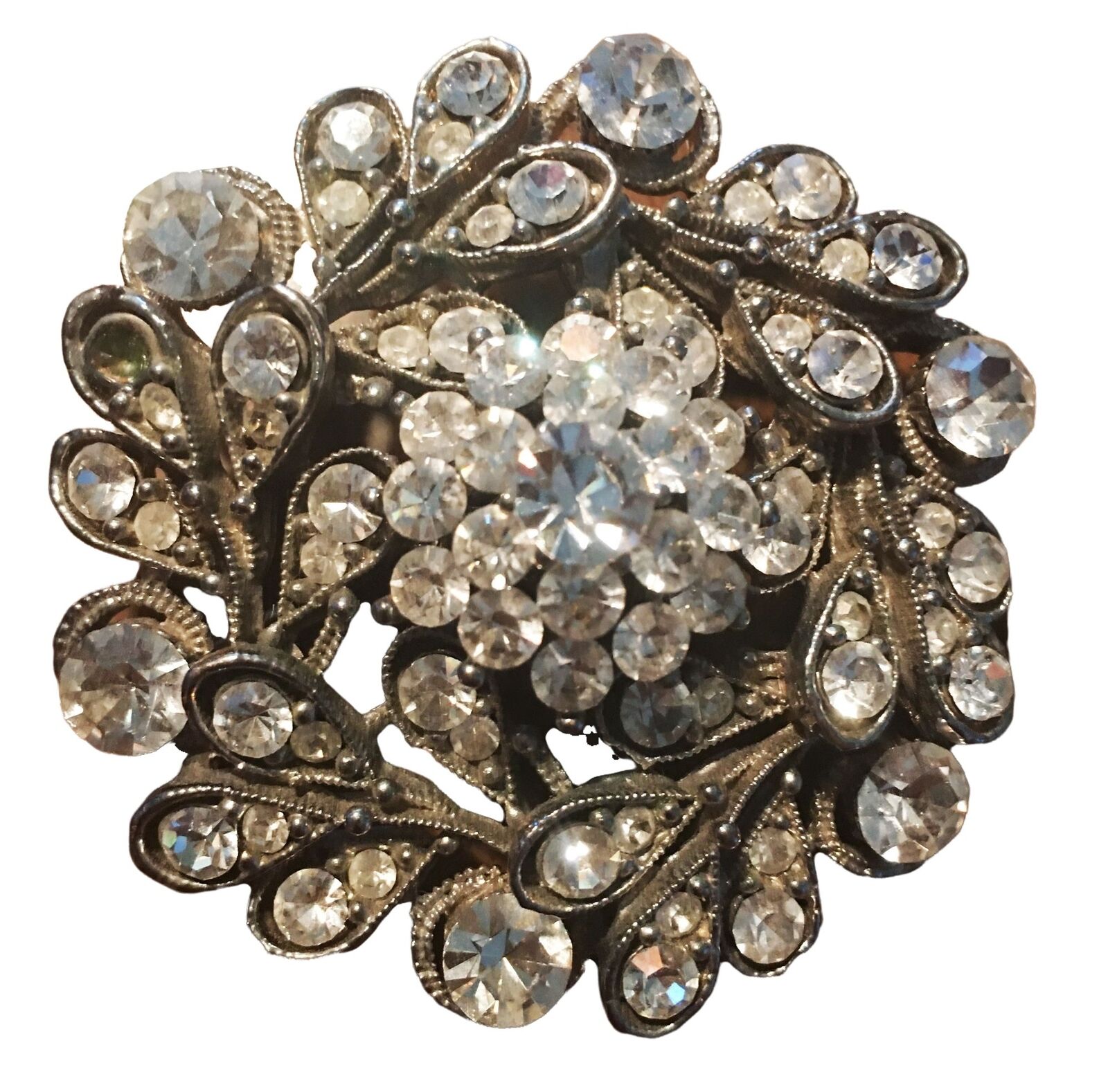 Vintage Austrian Crystal Brooch / Pendant  Prong … - image 1