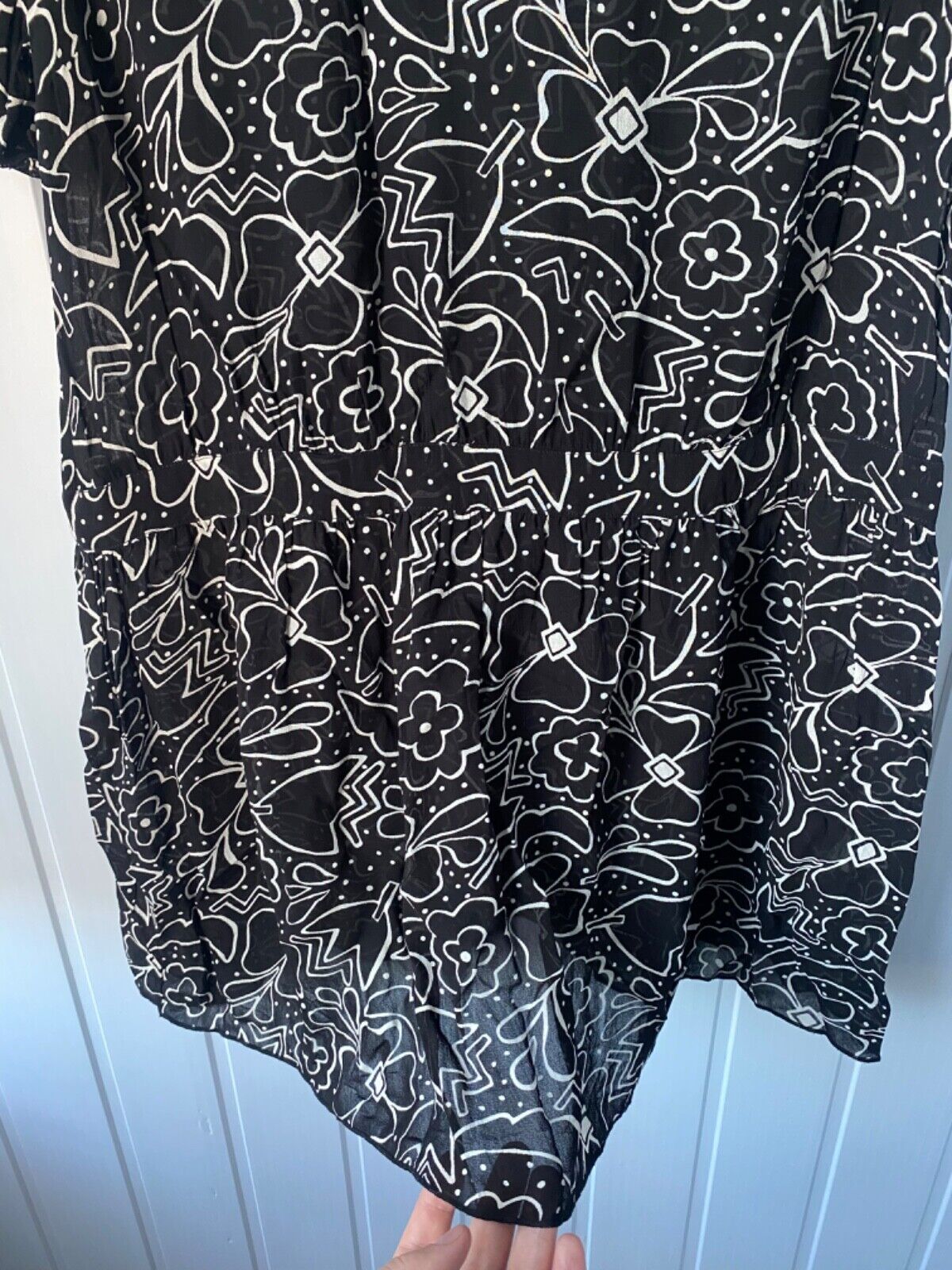 Gudrun Sjoden Floral Black White Mini Dress Size M - image 4