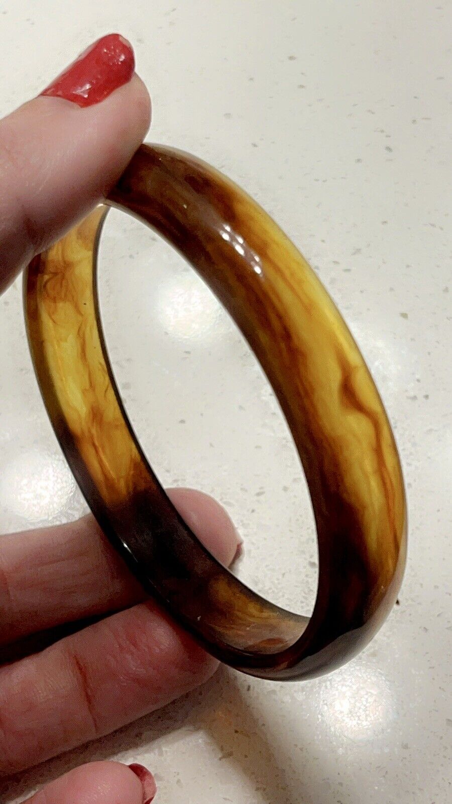 True Vintage Amber & Root beer Swirled Lucite Ban… - image 8