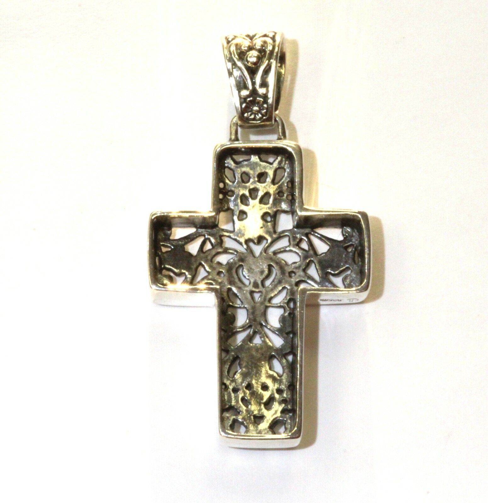 925 sterling silver large antique cross pendant 1… - image 3