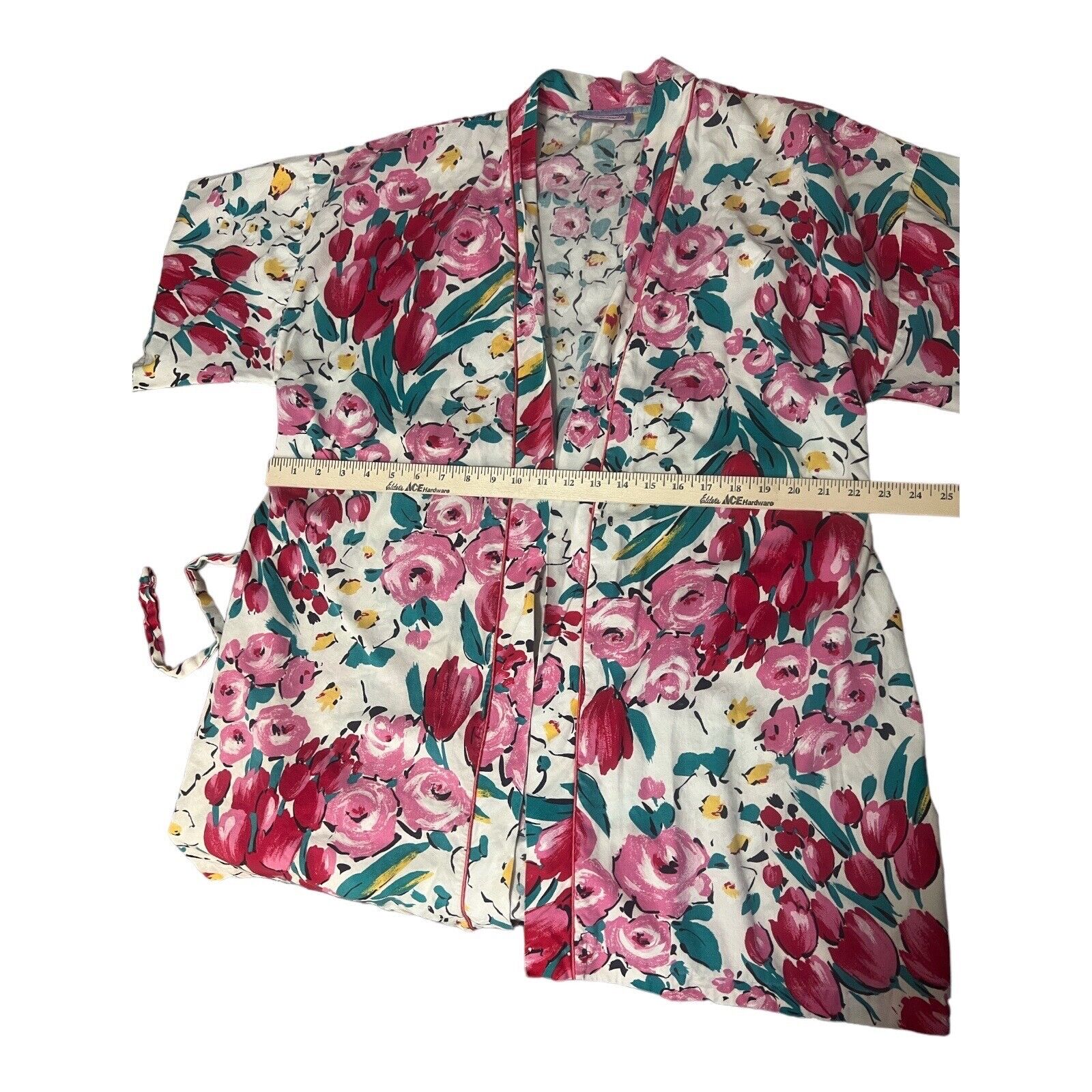 Pink Tulip Rose Floral Print Robe Boho Beach Cove… - image 4