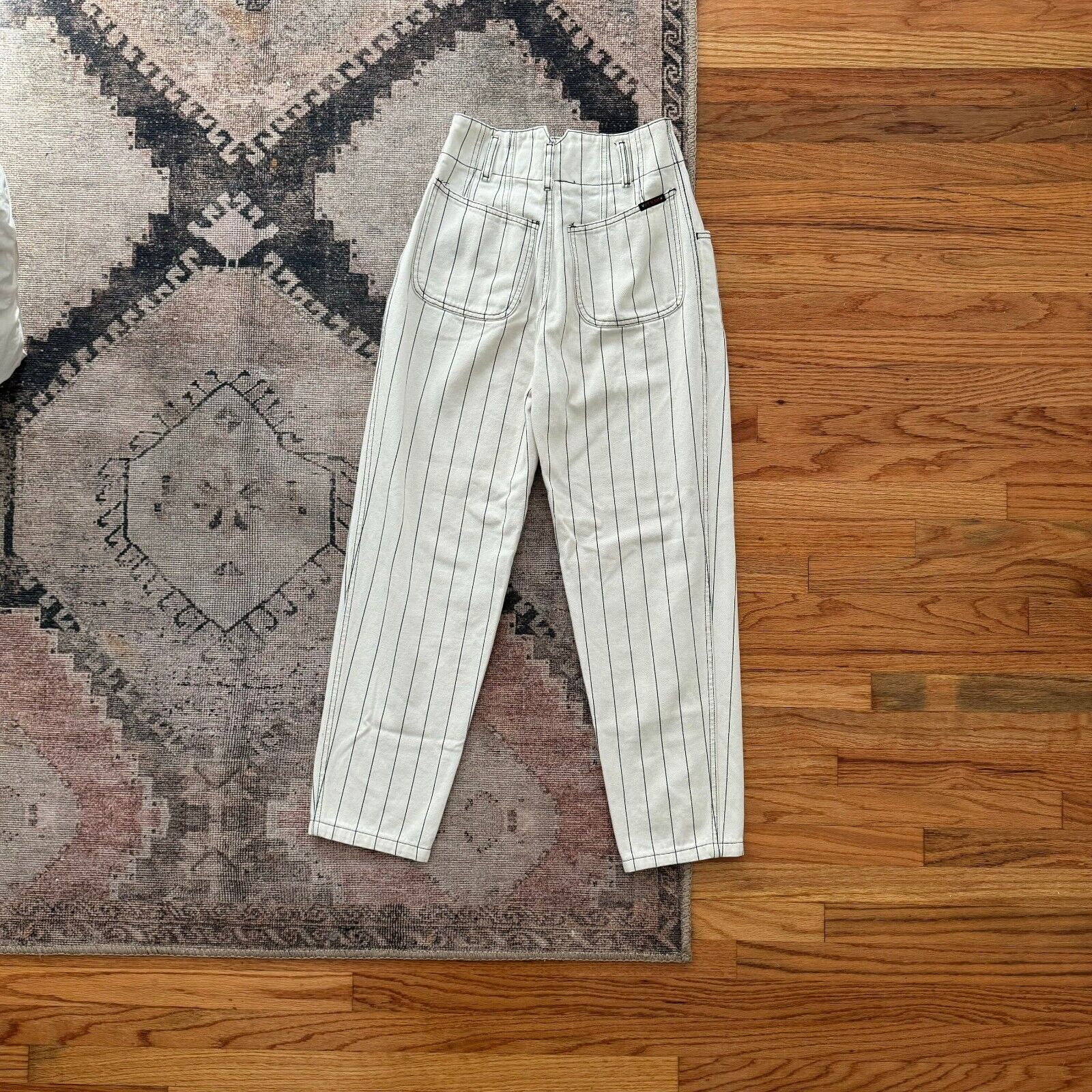 Vintage 1990s Women's High Waisted Striped Jeans,… - image 2