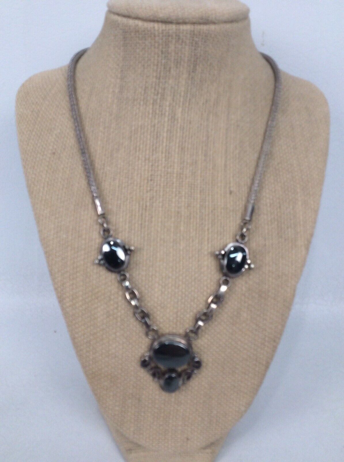 Gorgeous sterling Silver 925 Hematite Necklace - image 1