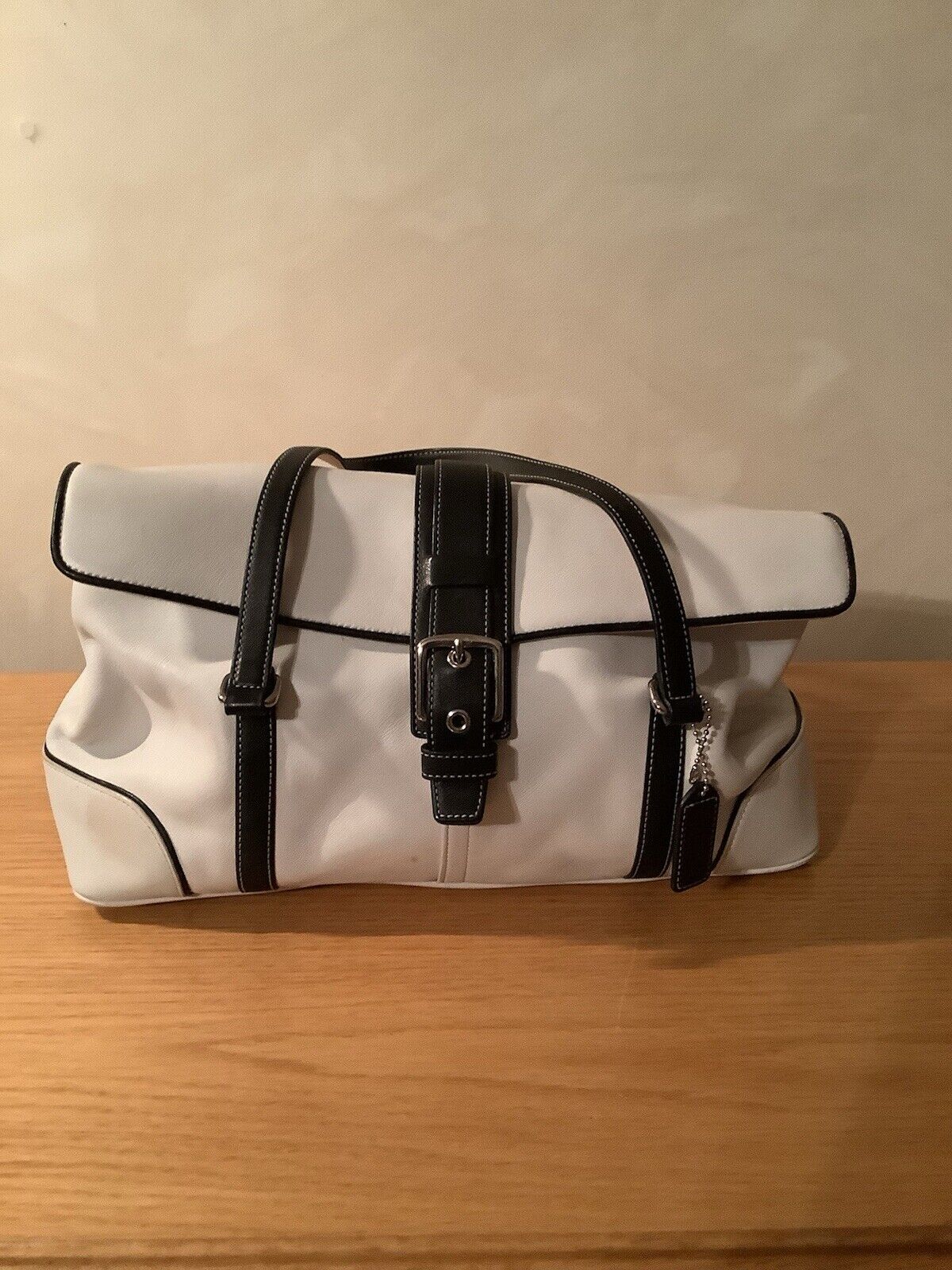 Authentic Coach Hampton Leather Handbag, White & … - image 2