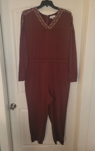 Piper and scoot maroon jumpsuit with gold details 