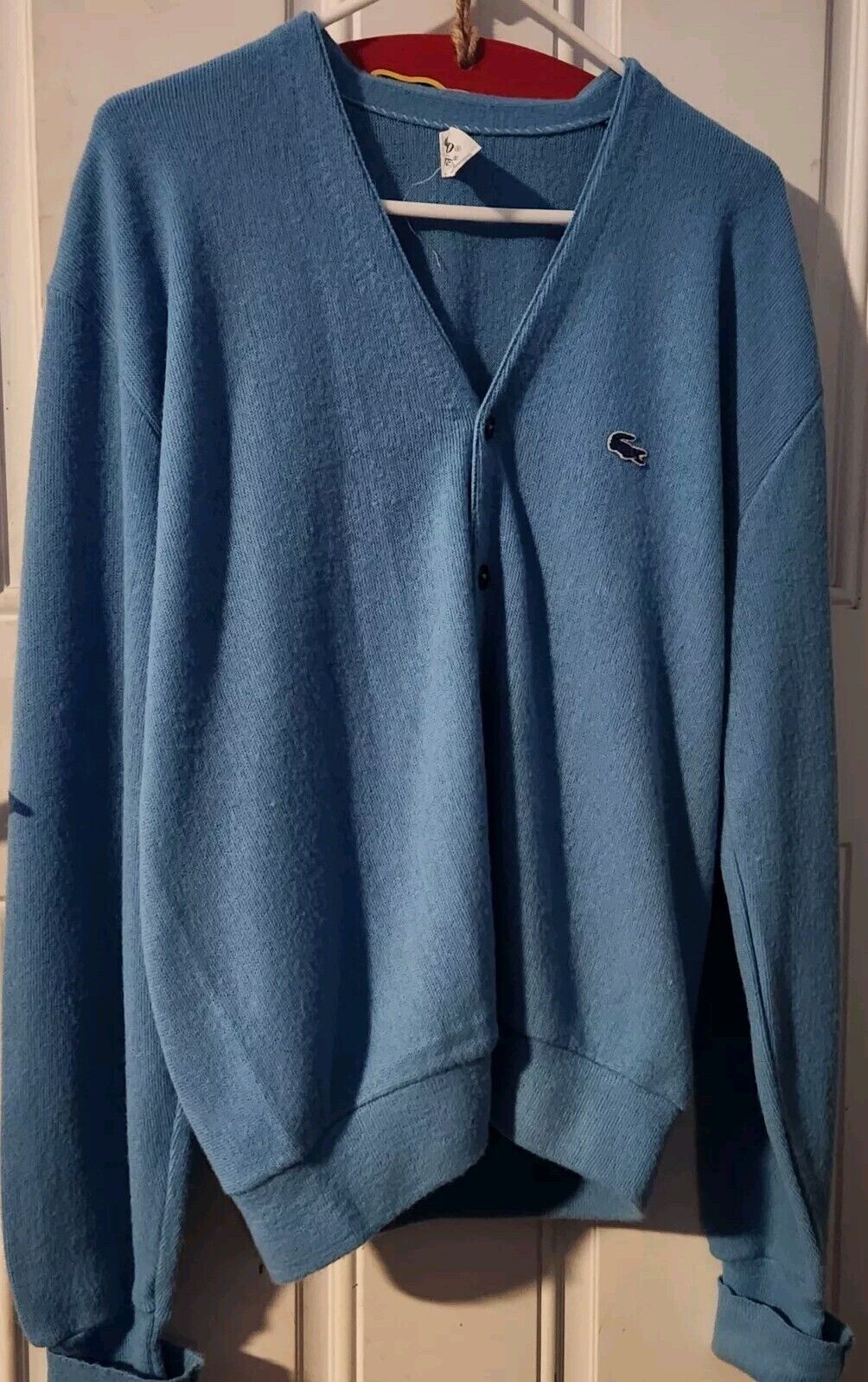 Izod Lacoste Cardigan Sweater Vintage Acrylic Blue - image 1