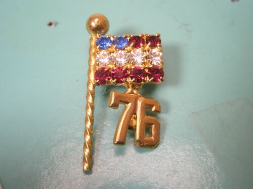 1976 Rhinestone US American Flag Vintage Tie Tack… - image 1