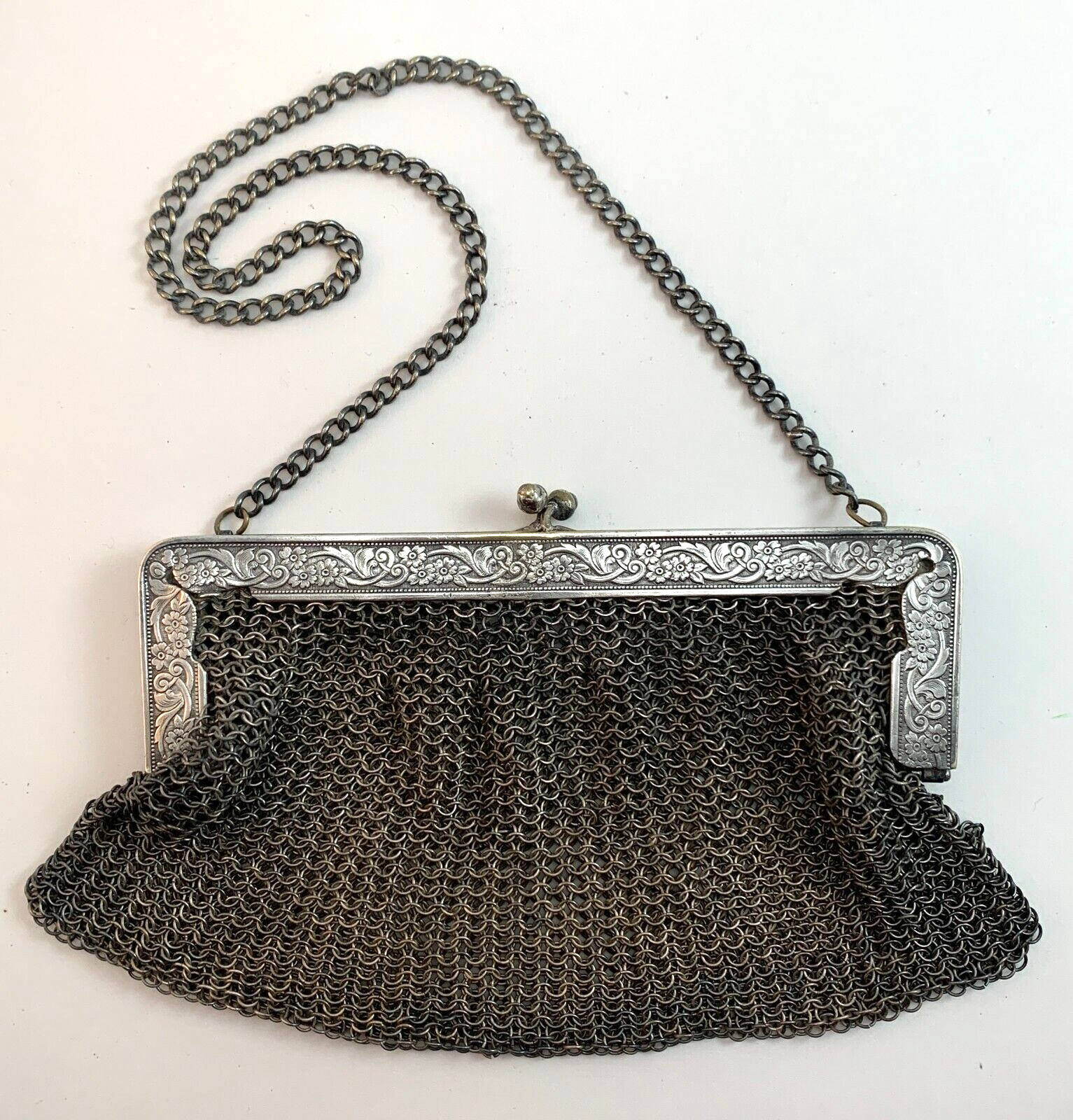 Antique German Silver Mesh Ring Purse Victorian S… - image 2