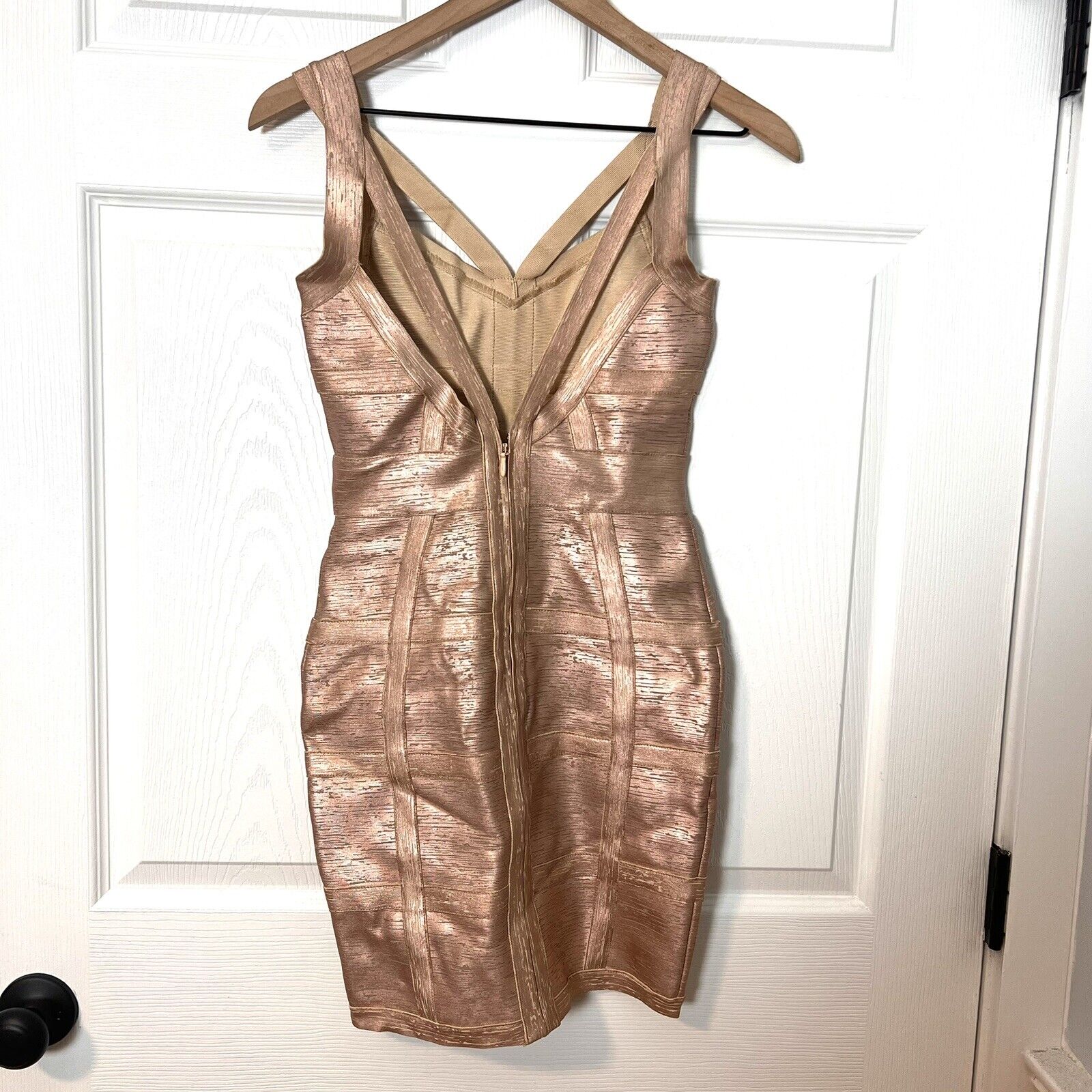 Rose Gold Bandage Bodycon Cocktail Dress - image 9