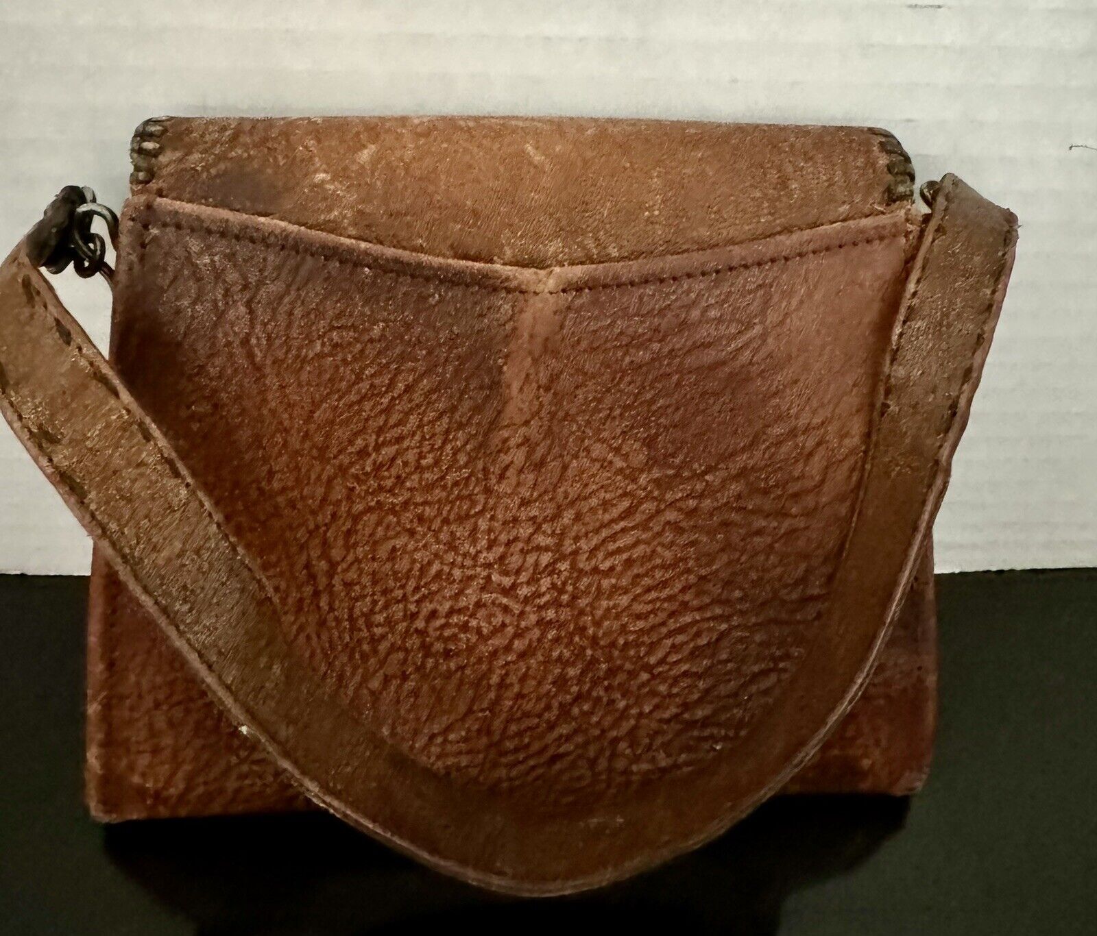 Antique 1920s Small Brown Leather Purse With Tool… - image 3