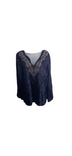 Soft Surroundings Crushed Velvet Embellished Top S