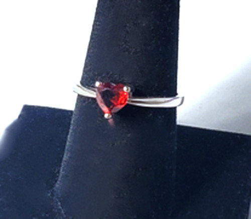 Vintage Sterling Silver Heart Cut Garnet Love Pro… - image 1