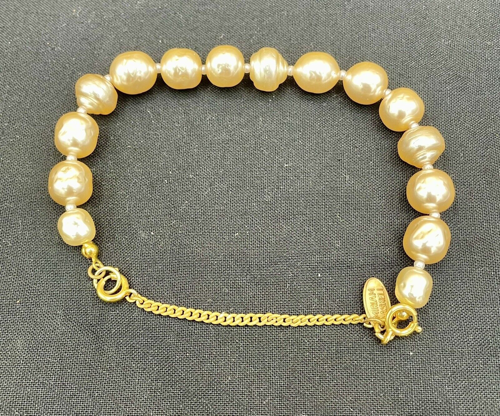 Vtg MIRIAM HASKELL Faux  Pearl Bracelet 6 1/2 " B… - image 5