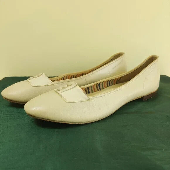 Vintage Pitterpats Flat Shoes, Cream Leather Flat… - image 2