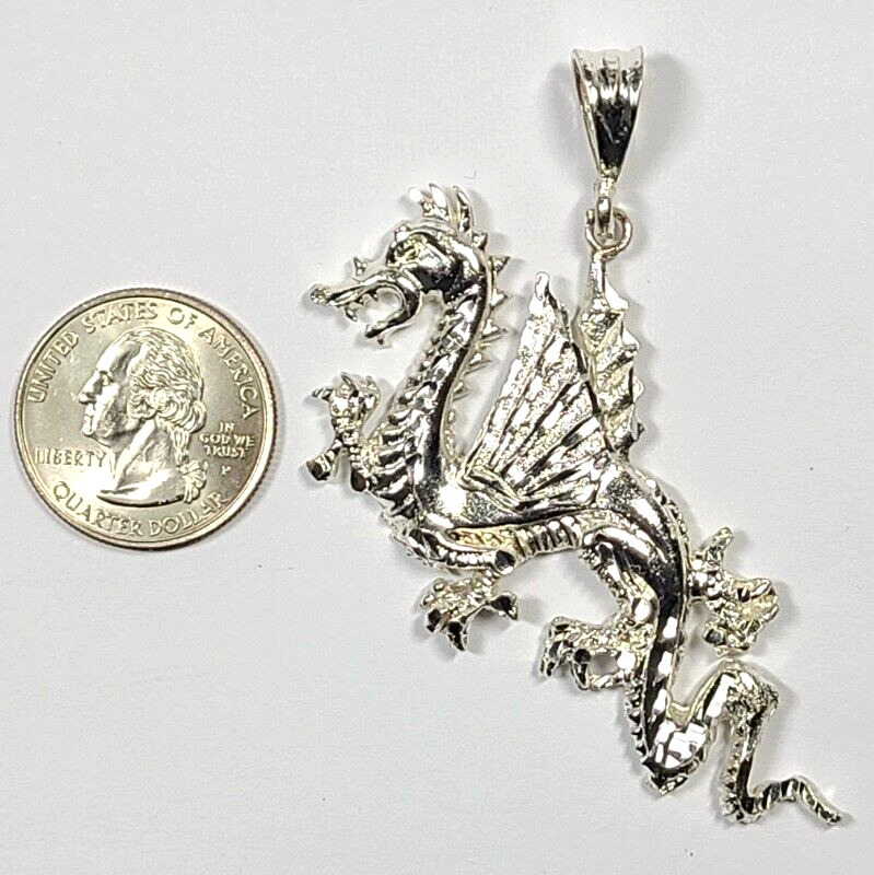 Sterling Silver Large Flying Dragon Pedant - image 5