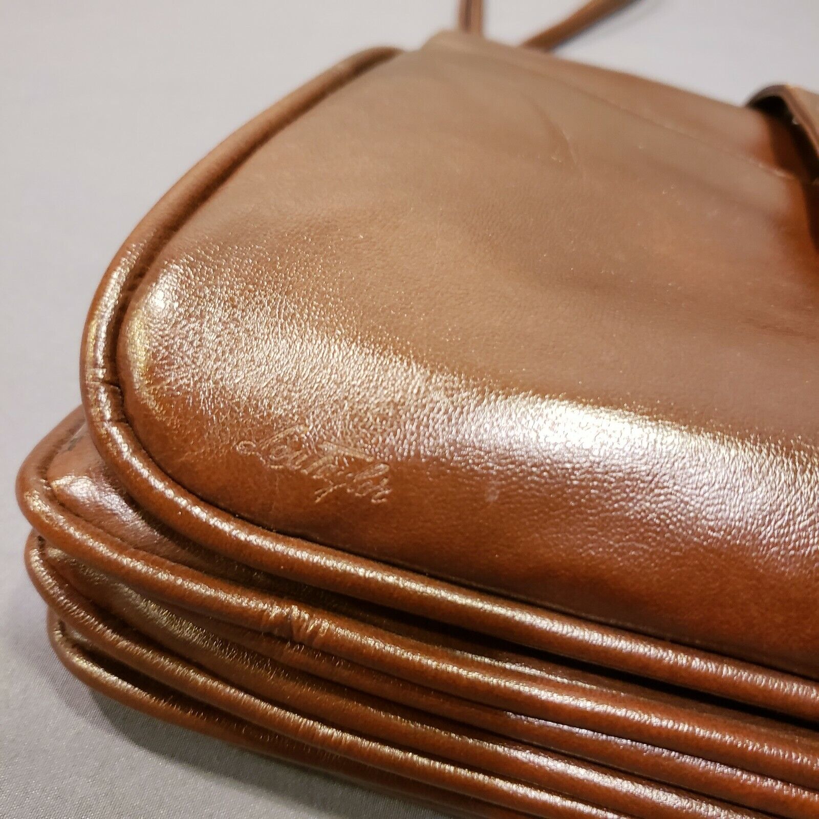 Lou Taylor Brown Tan Italian Leather Purse Vintage - image 12