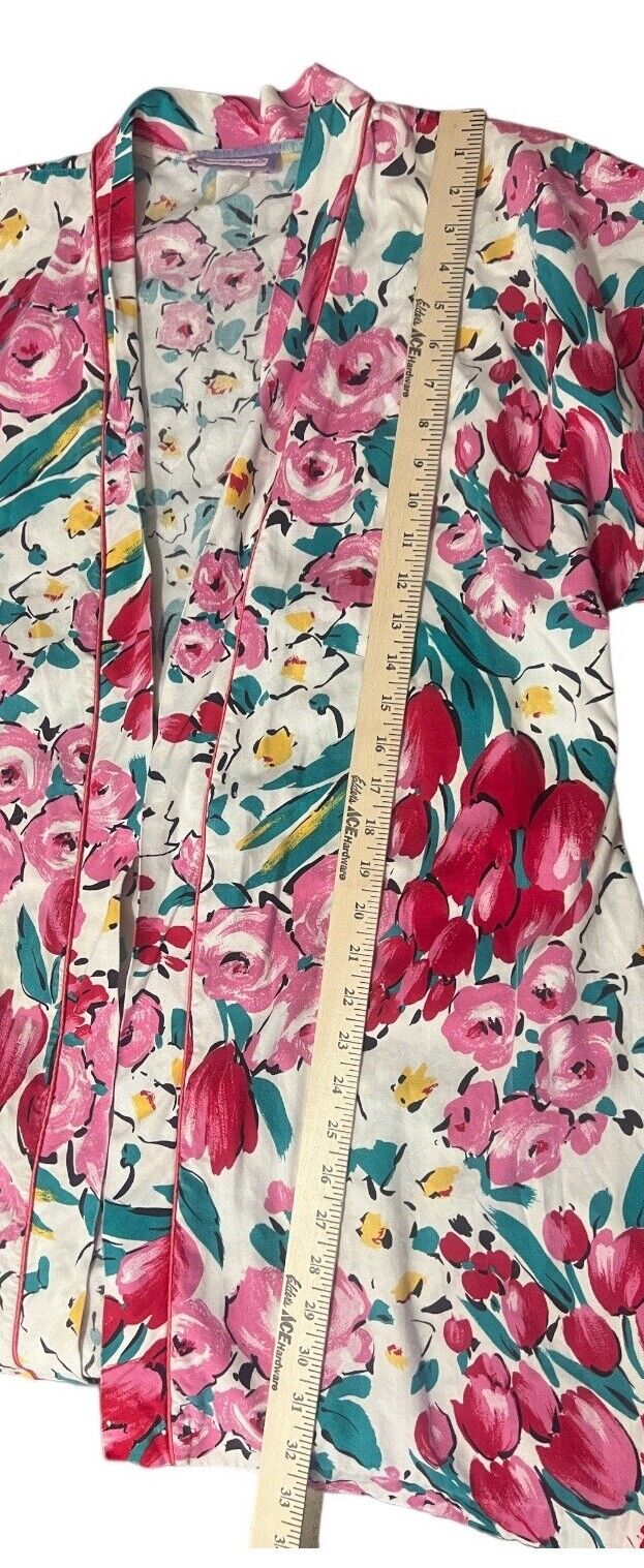 Pink Tulip Rose Floral Print Robe Boho Beach Cove… - image 5