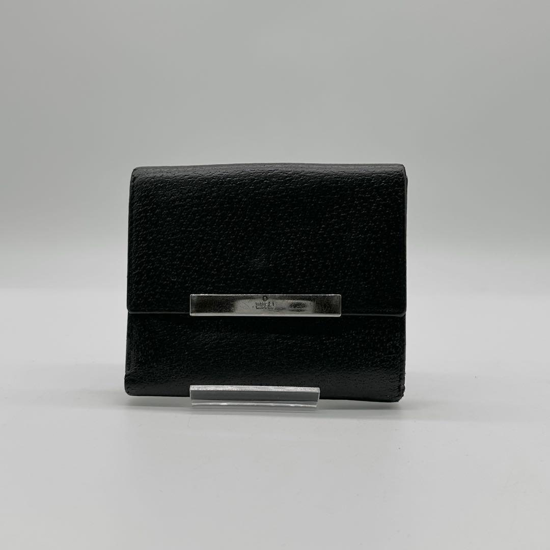 Gucci Vintage Black Leather Bifold Wallet with Go… - image 2