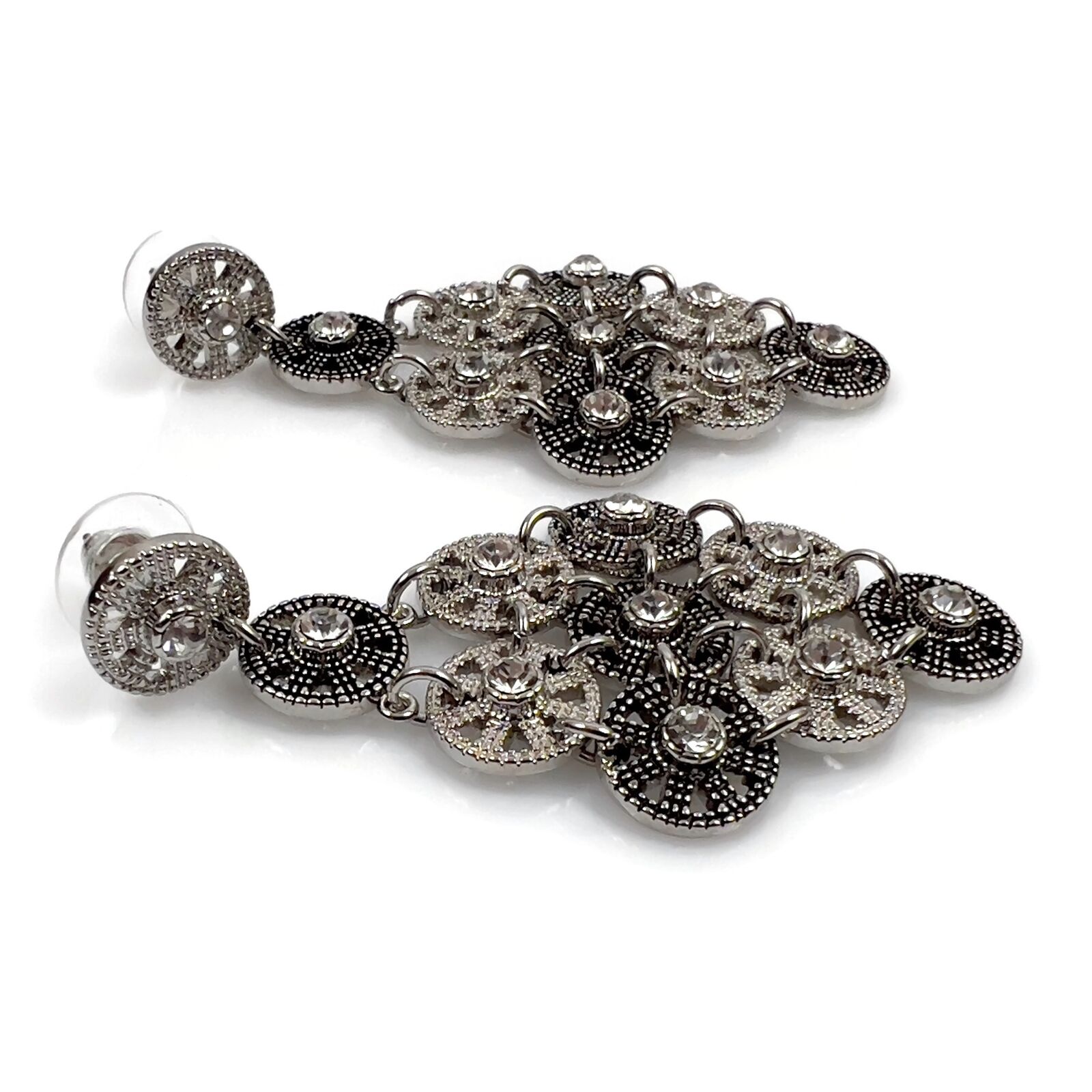 Vintage Premier Design Silver Tone Rhinestone Fas… - image 9