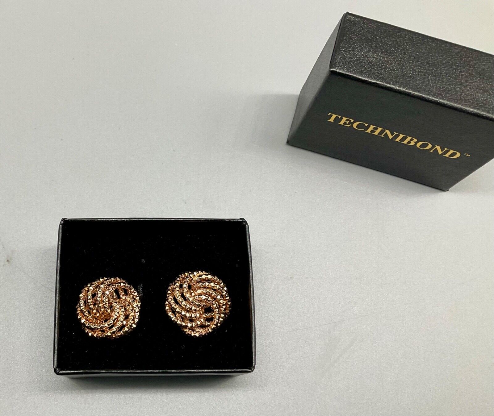 Technibond earrings pierced rose gold tone OT 925… - image 2